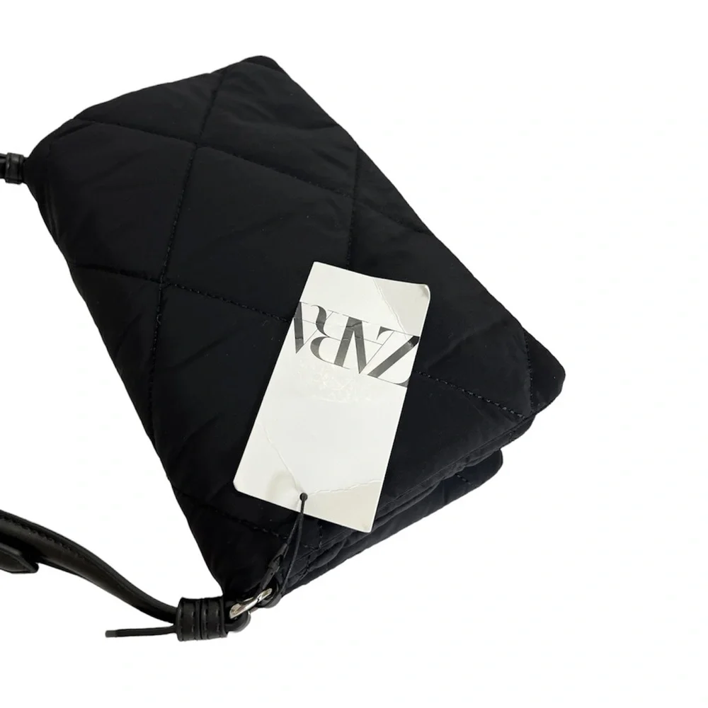 Zara Womens Crossbody Bag Black Quilt Shoulder Bag Purse Adjustable Strap New - Picture 13 of 13